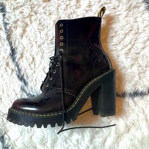 NEVER WORN! Doc Marten cherry patent leather high heel boots